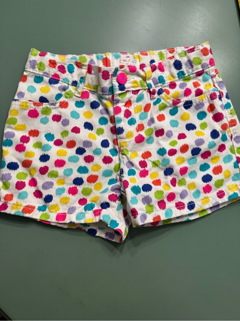 Children’s Place Girls' Multicolor Polka Dot White Cotton Shorts sz 8